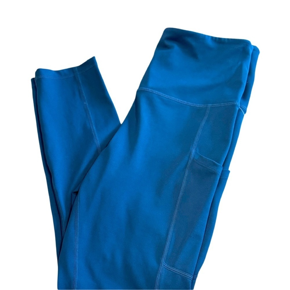 Zyia Blue Leggings Women light n tights 6-8 pant pocket workout jewel designer